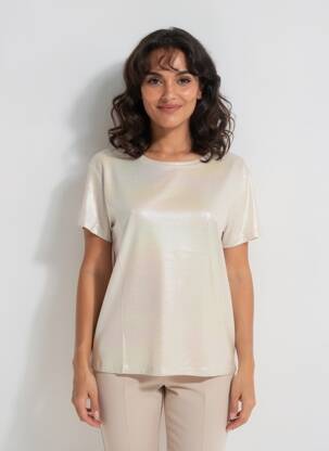 Tricou croială dreaptă mâneci scurte bej MOLLY BRACKEN femeie