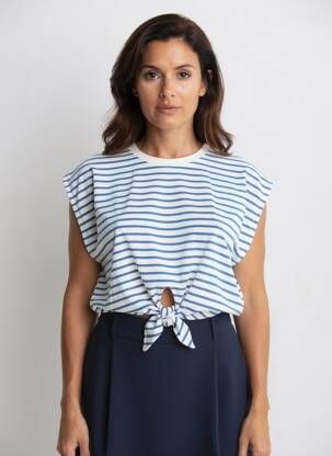Tricou guler rotund mâneci scurte albastru MOLLY BRACKEN femeie