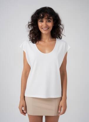 Tricou croială dreaptă mâneci scurte alb MOLLY BRACKEN femeie
