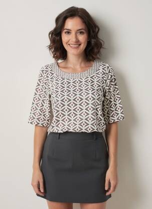 Tricou croială dreaptă mâneci scurte bej WHITE STUFF femeie