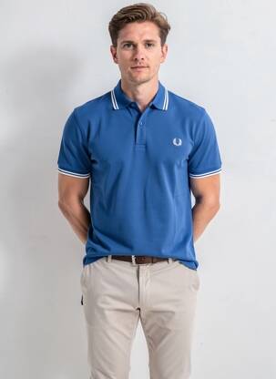 Polo elasticitate mâneci scurte albastru FRED PERRY bărbat