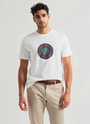 Tricou elasticitate mâneci scurte alb FRED PERRY bărbat