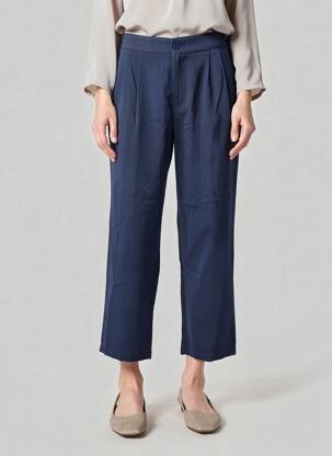 Pantalon drept țesătură poplin mărime normală albastru MOLLY BRACKEN femeie