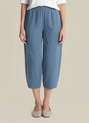 Pantalon 7/8 talie elastică mărime normală albastru PAKO LITTO femeie