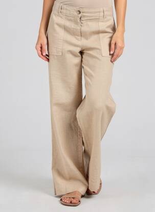 Pantalon drept închidere cu fermoar sub clapetă cu nasturi mărime normală bej SIGNE NATURE femeie