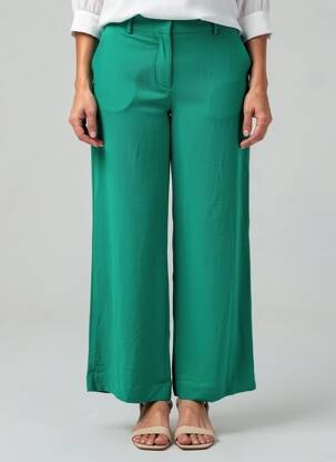 Pantalon drept țesătură poplin verde MOLLY BRACKEN femeie