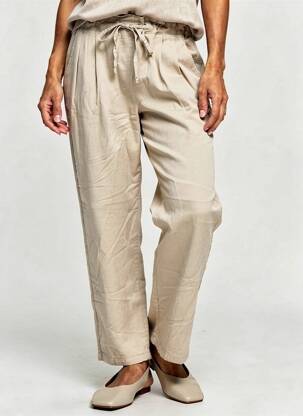 Pantalon drept țesătură poplin mărime normală bej PAKO LITTO femeie