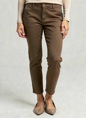 Pantalon slim țesătură poplin mărime normală maro PAKO LITTO femeie
