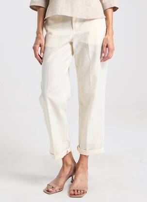 Pantalon drept elasticitate mărime normală bej HOPPY femeie