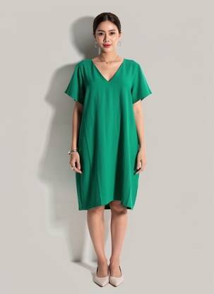 Rochie midi țesătură crep mâneci scurte verde MOLLY BRACKEN femeie