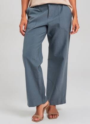 Pantalon drept talie elastică mărime normală albastru PAKO LITTO femeie