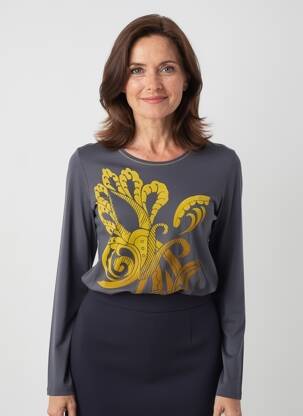 Tricou mâneci lungi mâneci lungi gri BARBARA LEBEK femeie