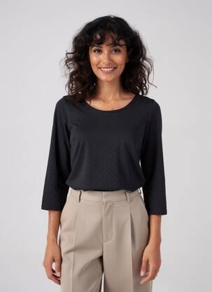 Tricou mâneci 3/4 mâneci 3/4 negru C'EST BEAU LA VIE femeie