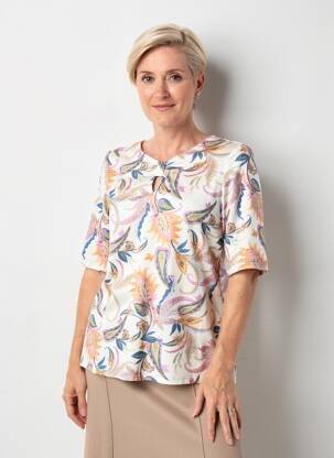 Tricou imprimeu fantezie mâneci scurte alb BARBARA LEBEK femeie