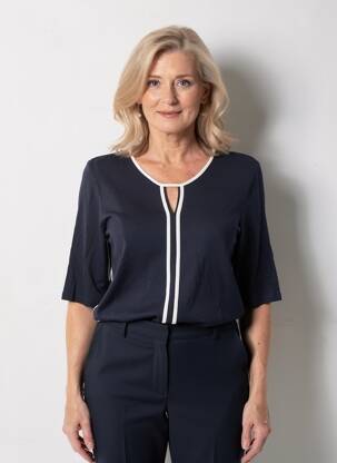 Tricou elasticitate mâneci scurte albastru BARBARA LEBEK femeie