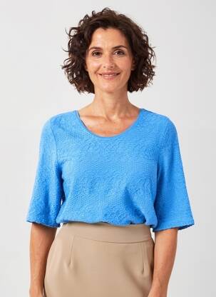 Tricou elasticitate mâneci scurte albastru BARBARA LEBEK femeie