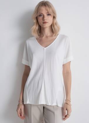 Tricou croială dreaptă mâneci scurte alb M.X.O femeie