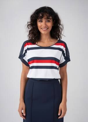 Tricou croială dreaptă mâneci scurte alb NATURAL STB femeie