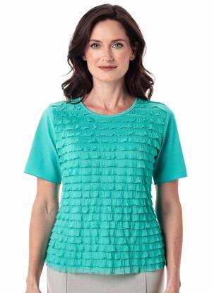 Tricou croială cambrată mâneci scurte verde PLURIELLES femeie