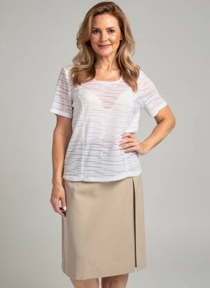 Tricou croială dreaptă mâneci scurte alb NAYAT femeie