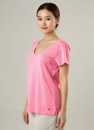 Tricou elasticitate mâneci scurte roz C'EST BEAU LA VIE femeie