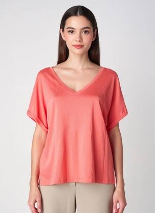 Tricou guler în v mâneci scurte roșu LOLA ESPELETA femeie