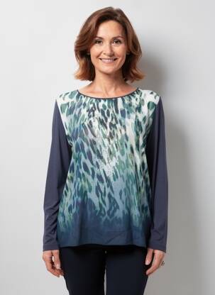 Tricou mâneci lungi mâneci lungi albastru BARBARA LEBEK femeie