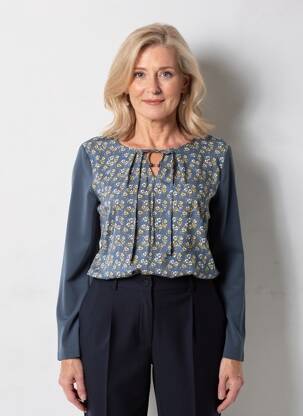 Tricou mâneci lungi mâneci lungi albastru BARBARA LEBEK femeie