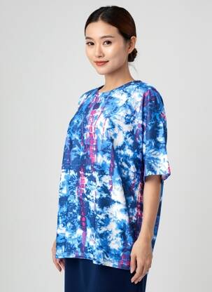 Tricou imprimeu fantezie mâneci scurte albastru M.X.O femeie