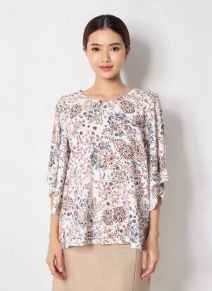 Bluză imprimeu floral mâneci scurte alb THE STYLE femeie
