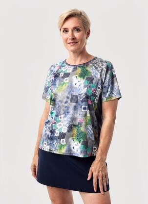Tricou croială dreaptă mâneci scurte albastru NAYAT femeie