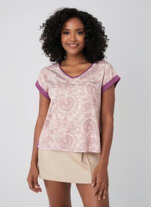 Tricou guler în v mâneci scurte violet NURIA VILARDAGA femeie