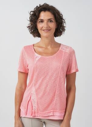 Tricou elasticitate mâneci scurte roz BAGORAZ femeie