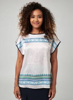 Tricou imprimeu fantezie mâneci scurte albastru NURIA VILARDAGA femeie