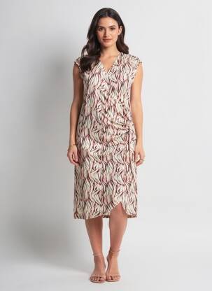 Rochie midi imprimeu fantezie mâneci scurte roz YSABEL MORA femeie
