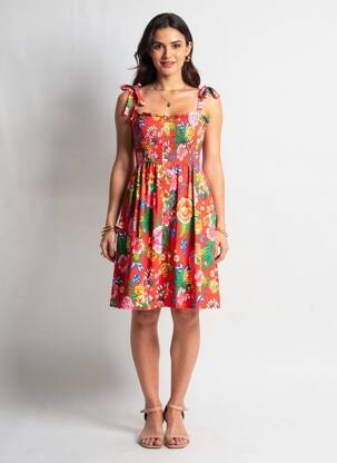 Rochie midi imprimeu floral bretele subțiri roșu YSABEL MORA femeie