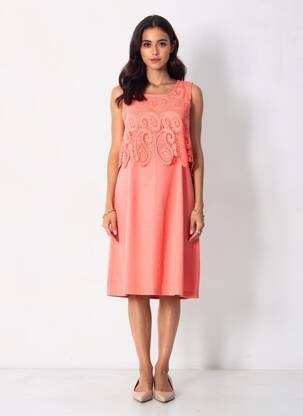 Rochie midi fără mâneci fără mâneci portocalie A BELLE femeie