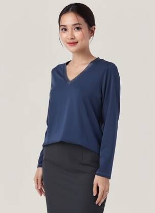 Tricou mâneci lungi mâneci lungi albastru KANOPE femeie