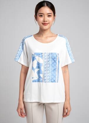 Tricou imprimeu fantezie mâneci scurte albastru MCM femeie