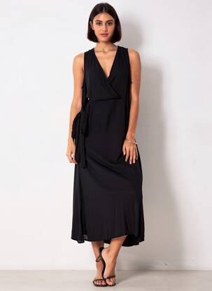Rochie midi fără mâneci fără mâneci negru JUBYLEE femeie