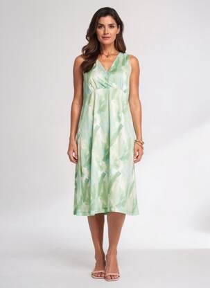 Rochie midi fără mâneci fără mâneci verde SURKANA femeie
