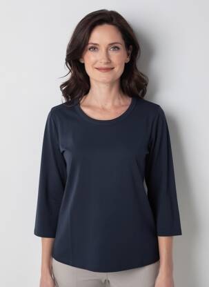 Tricou mâneci 3/4 mâneci 3/4 albastru închis SIGNATURE femeie