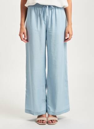 Pantalon larg țesătură poplin mărime normală albastru COPENHAGEN femeie