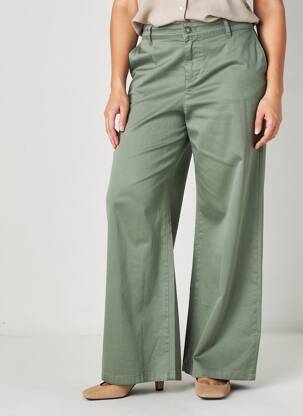 Pantalon larg țesătură poplin mărime normală verde LACOMY femeie