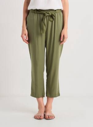 Pantalon 7/8 talie elastică mărime normală verde SOFTY femeie