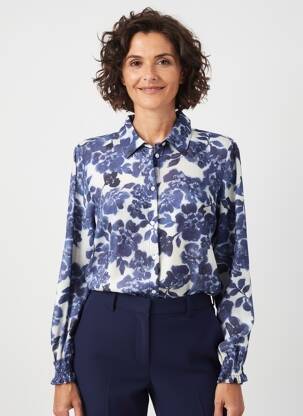 Cămașă imprimeu floral mâneci lungi albastru JENSEN femeie