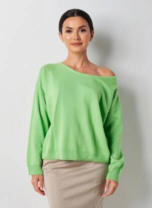 Pulover decolteu bărcuță mâneci lungi verde L'ATELIER D'ANNA femeie