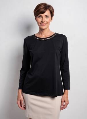 Tricou mâneci 3/4 mâneci 3/4 negru SIGNATURE femeie