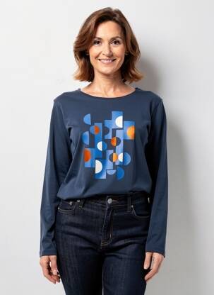 Tricou mâneci lungi mâneci lungi albastru TELMAIL femeie