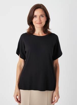 Tricou croială dreaptă mâneci scurte negru CISO femeie